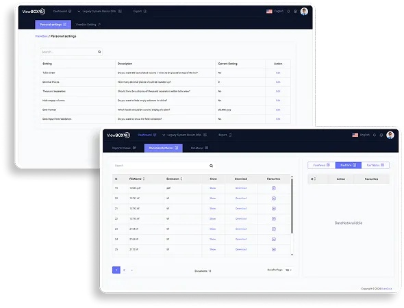 Acceso seguro a datos archivados de sistemas heredados en la aplicación web de ViewBox