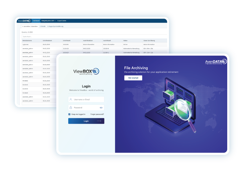 Die ViewBox-Software archiviert die Altsysteme Ihres Unternehmens und nimmt Ihre IT-Landschaft außer Betrieb.